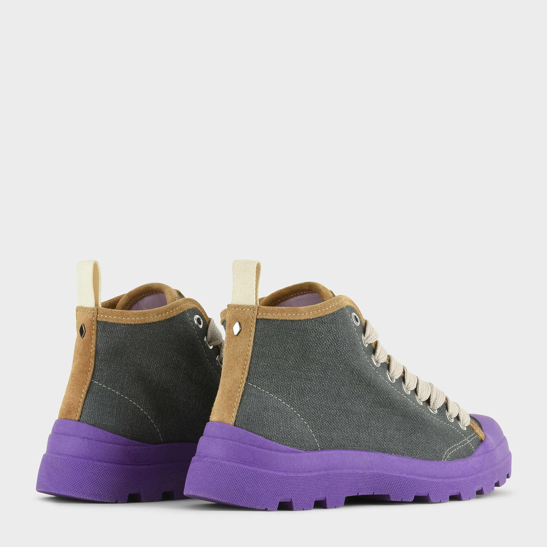 POLACCHINO P03 DONNA IN LINO E SUEDE ASFALTO-VIOLA