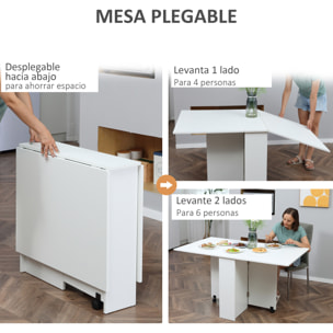 Mesa Plegable Madera con Ruedas 140x80x74cm Escritorio Estante Estanteria Cocina