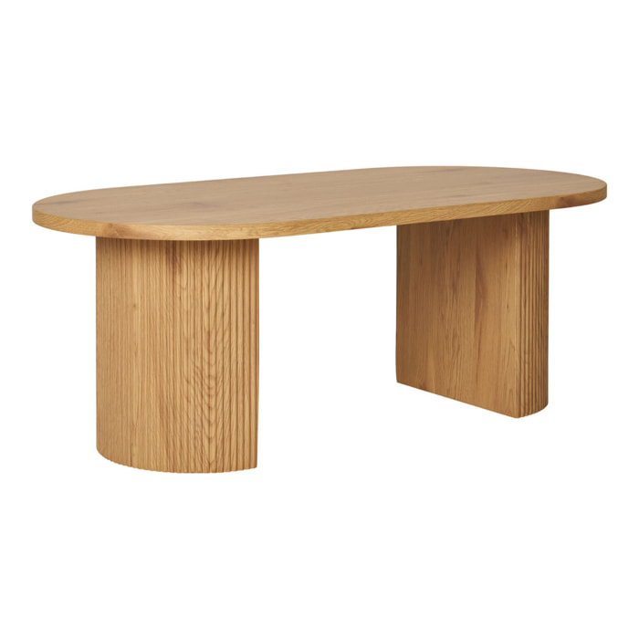Tavolino da salotto Boavista naturale con doppia base cilindrica 120x60 cm