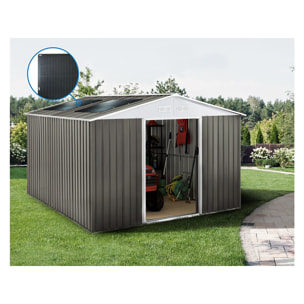 Abri jardin métal "Dallas" - 12,99 m² avec panneaux solaires - Taupe