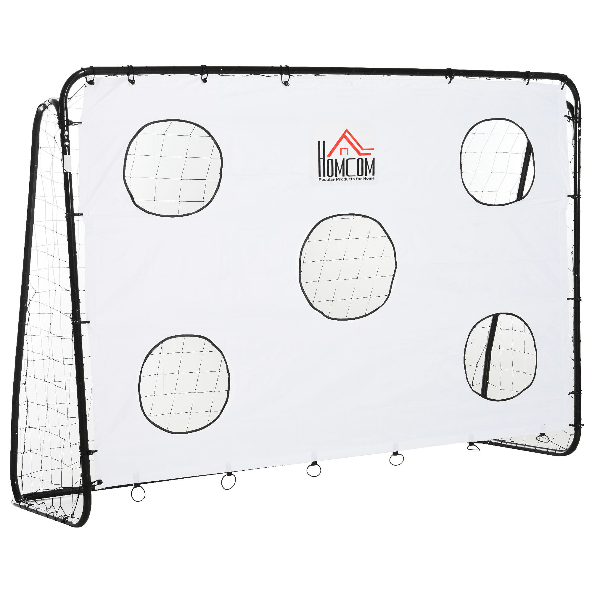Portería de Fútbol Puerta de Fútbol con Soporte de Metal Lona de Precisión y Red para Entrenamiento de Fútbol en Jardín Aire Libre 240x88x174 cm Blanco