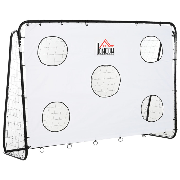 Portería de Fútbol Puerta de Fútbol con Soporte de Metal Lona de Precisión y Red para Entrenamiento de Fútbol en Jardín Aire Libre 240x88x174 cm Blanco