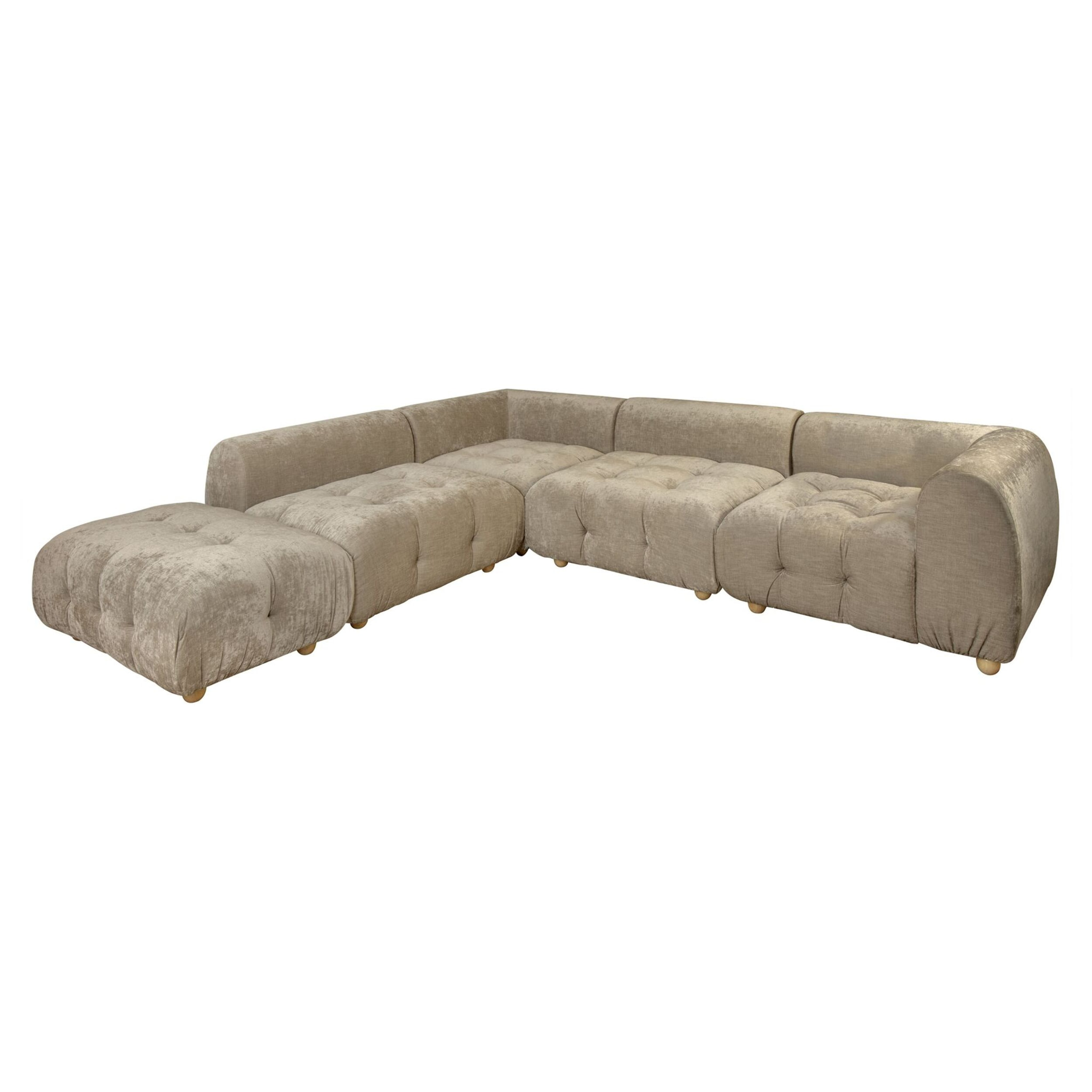 Canapé 5 places en velours beige TWIGGY