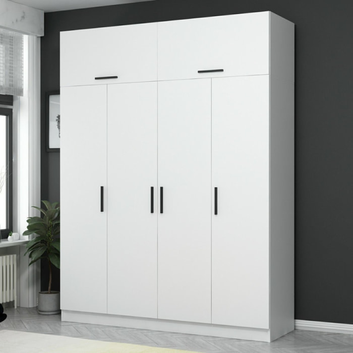 DIAGO - Dressing avec étagères et penderie 15 espaces de stockage blanc