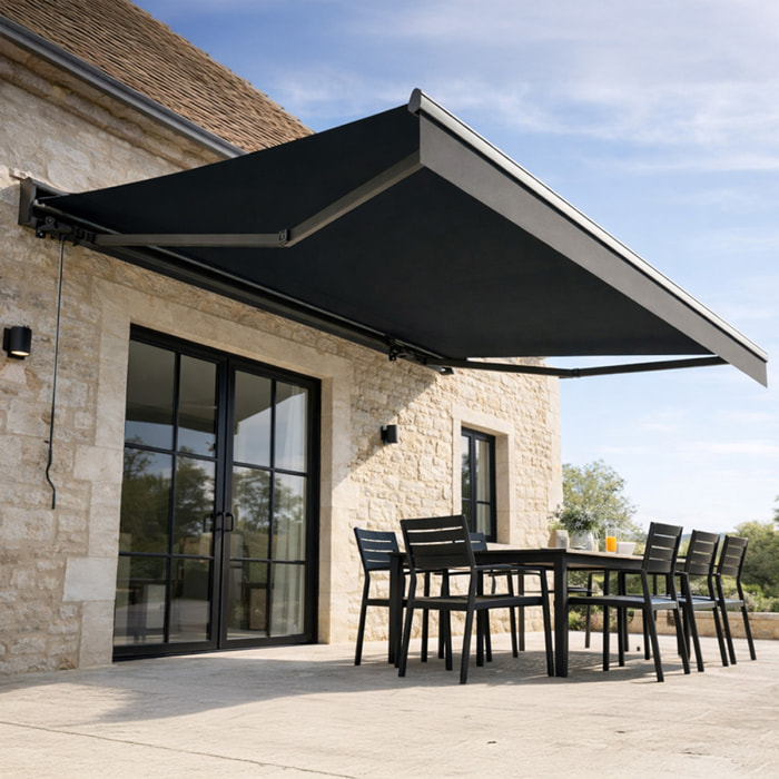 VALFENERA Store banne motorisé 3,95 x 3 m en aluminium avec toile gris