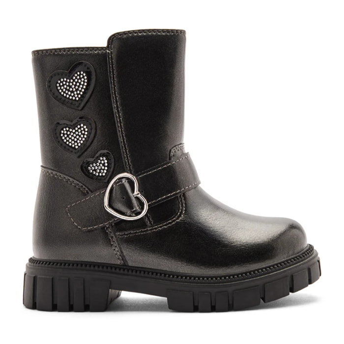 Stivali da ragazza in stile biker con cerniera interna e dettaglio a cuore