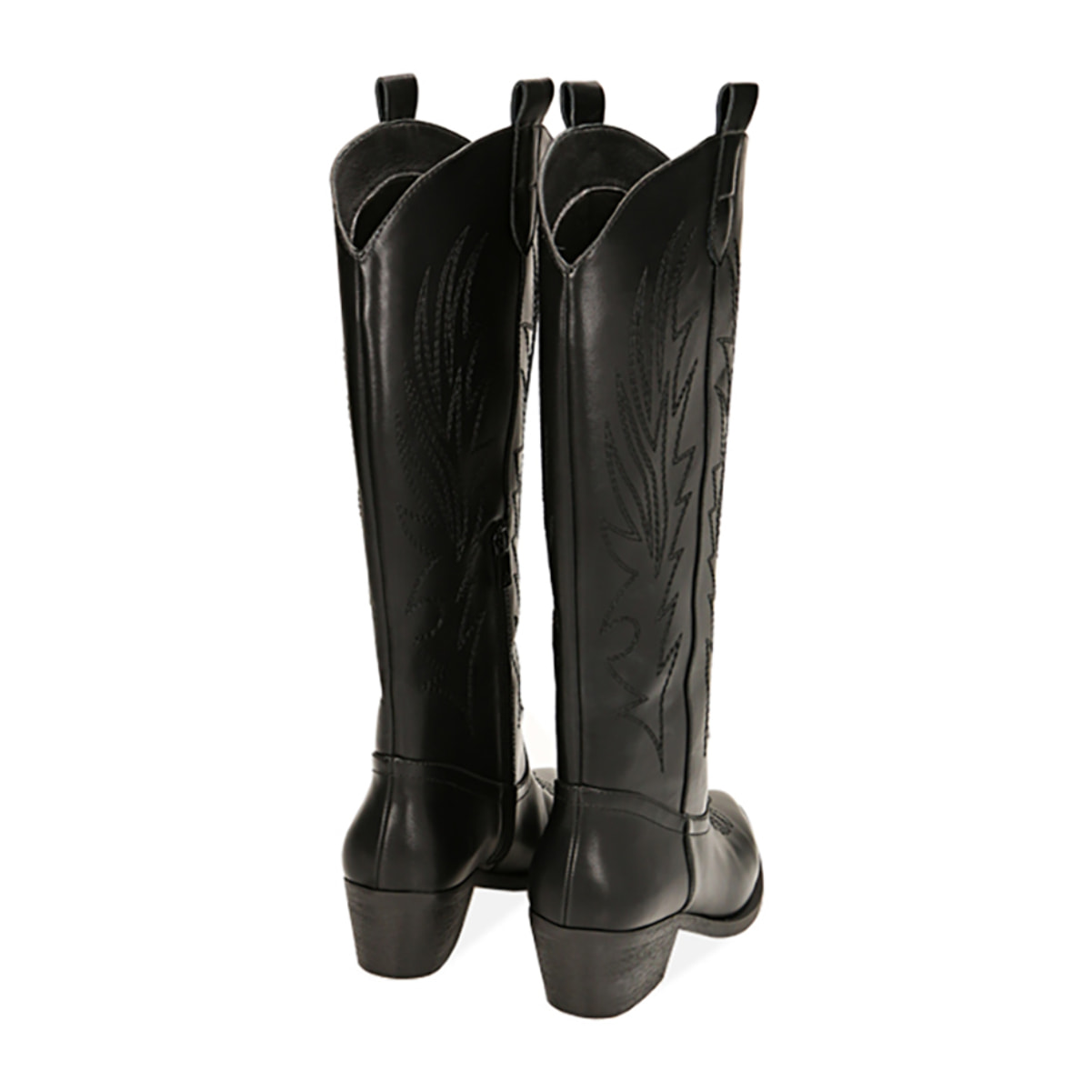 Botas tejanas negras, tacón de 5,5 cm