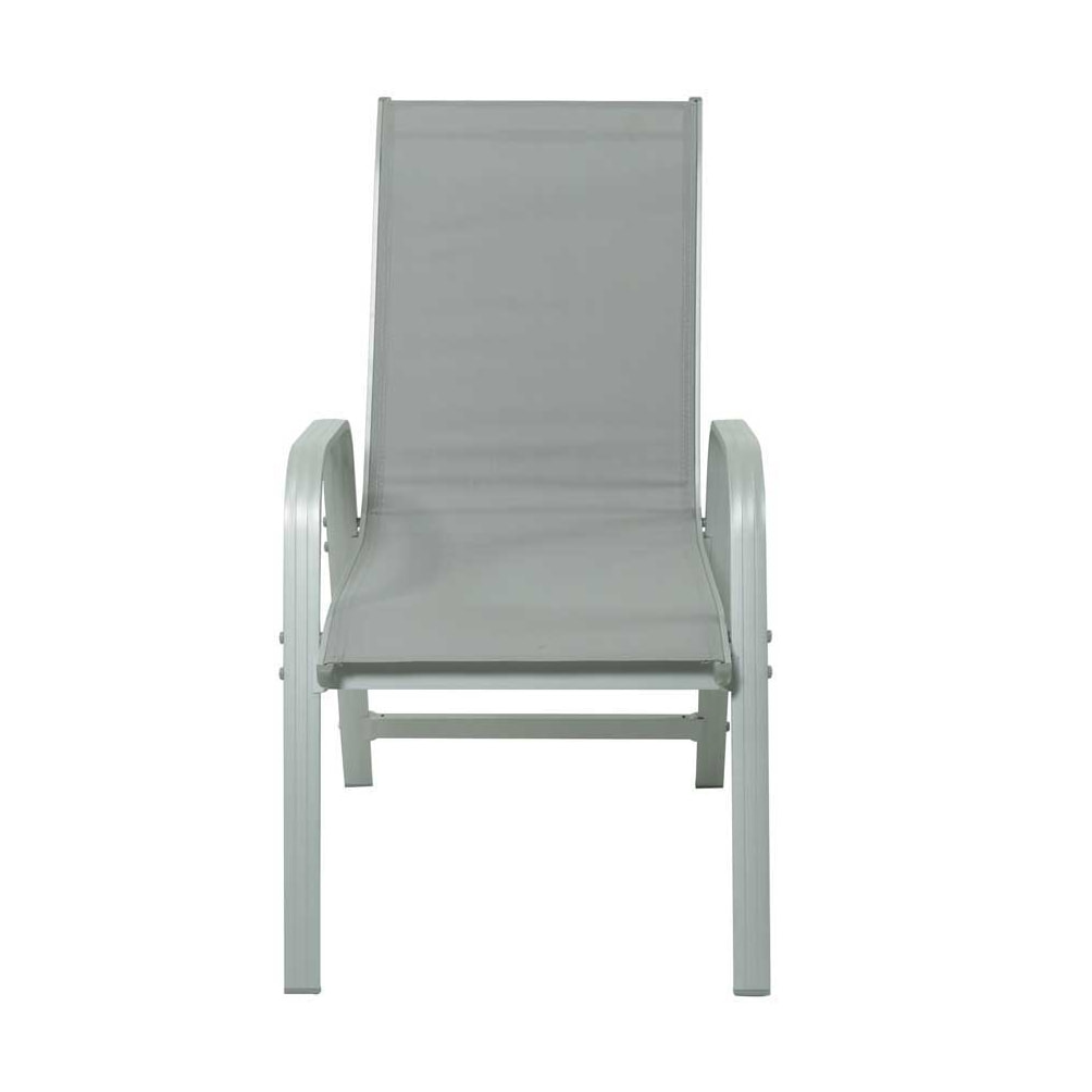 Fauteuil jardin Alu/Textilène "Porto" - Phoenix - Gris clair - Lot de 2