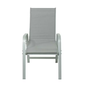 Fauteuil jardin Alu/Textilène "Porto" - Phoenix - Gris clair - Lot de 2