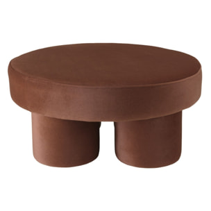 LEOPOLD - Pouf forme design n°1 en tissu effet velours marron