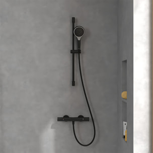 Mitigeur douche thermostatique Universal rond + Ensemble de douche Verve Showers 3 jets noir mat