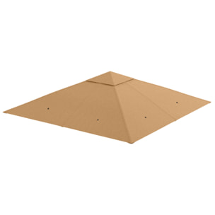 Outsunny Techo de Repuesto para Cenador, 3x3 m, Cubierta de Repuesto con 8 Orificios de Drenaje, Ventilación y Protección UV, SOLO Toldo de Recambio para Pabellón Gazebo, Beige