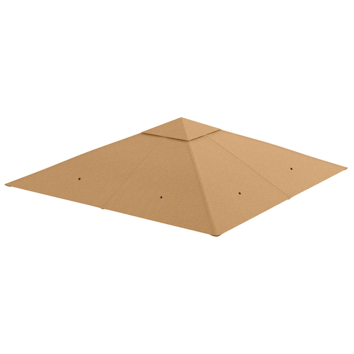 Outsunny Techo de Repuesto para Cenador, 3x3 m, Cubierta de Repuesto con 8 Orificios de Drenaje, Ventilación y Protección UV, SOLO Toldo de Recambio para Pabellón Gazebo, Beige