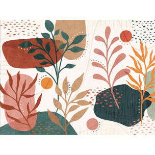 Papier peint végétal bohème terracotta et vert graphique Intissé