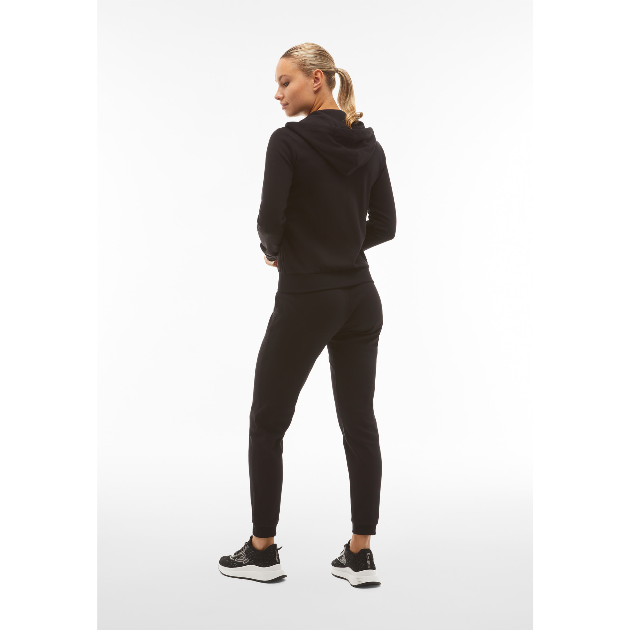 Tuta sportiva in interlock con felpa cappuccio e zip