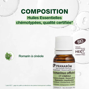 Pranarom - Huile Essentielle de Romarin à cinéole - Bio - 10 ml
