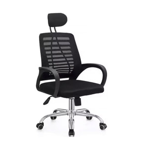 Chaise de bureau ergonomique réglable en hauteur avec appuie tête "Sébastien" - Noir