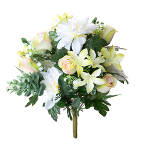 Bouquet c con dalie. Larghezza Cmd - Pezzi 2 - 20X60X20cm - Colore: Bianco - Bianchi Dino - Fiori Artificiali