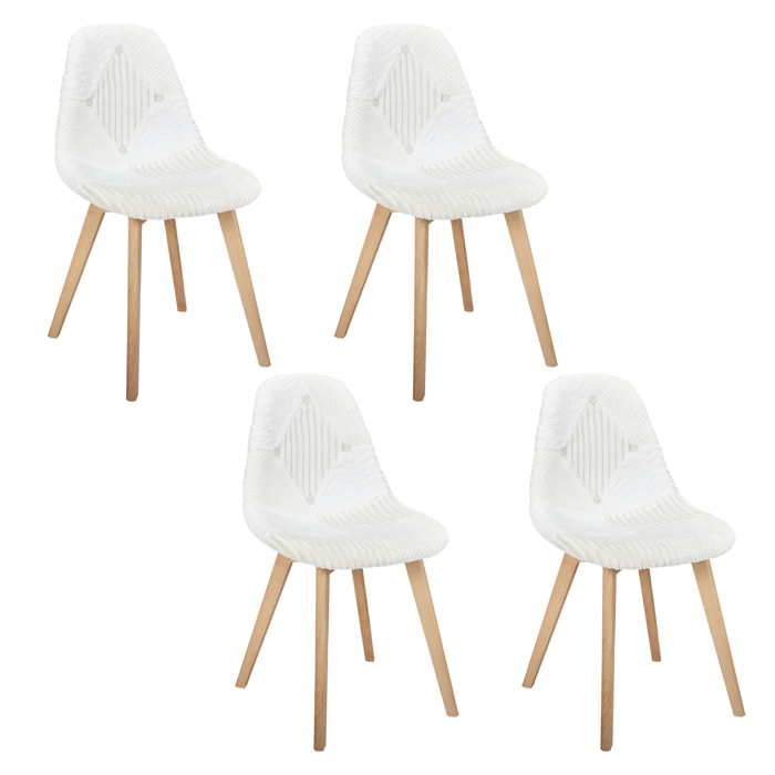 Chaise Scandinave Patchwork Blanc - Lot De 4