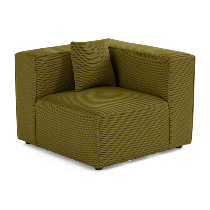 Arty - module d'assise d'angle réversible - en tissu mailles 3D - Vert Olive