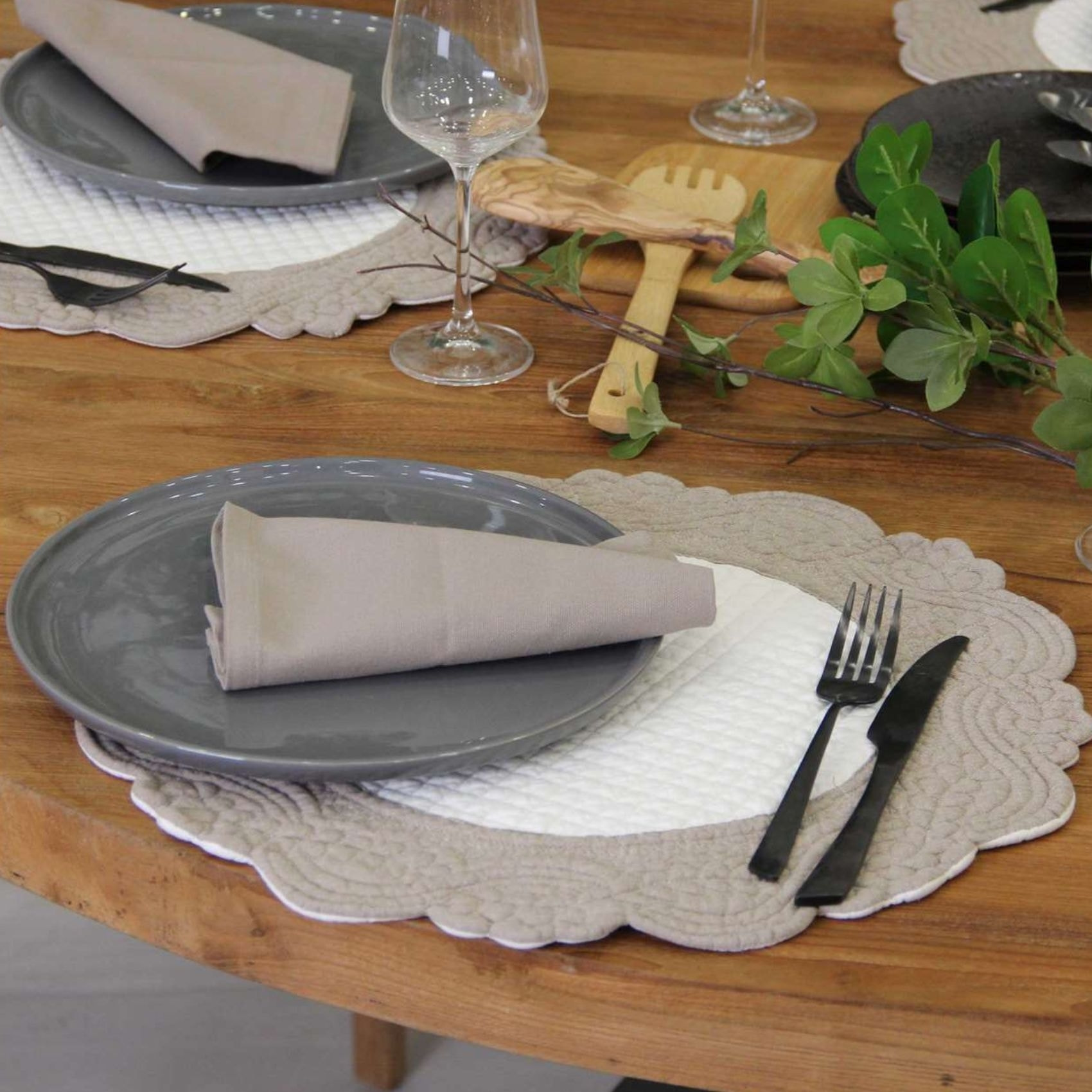 Set de table rond lavable - Ecru