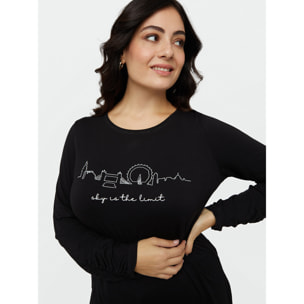 Fiorella Rubino - Camiseta con bordado skyline y texto - Negro