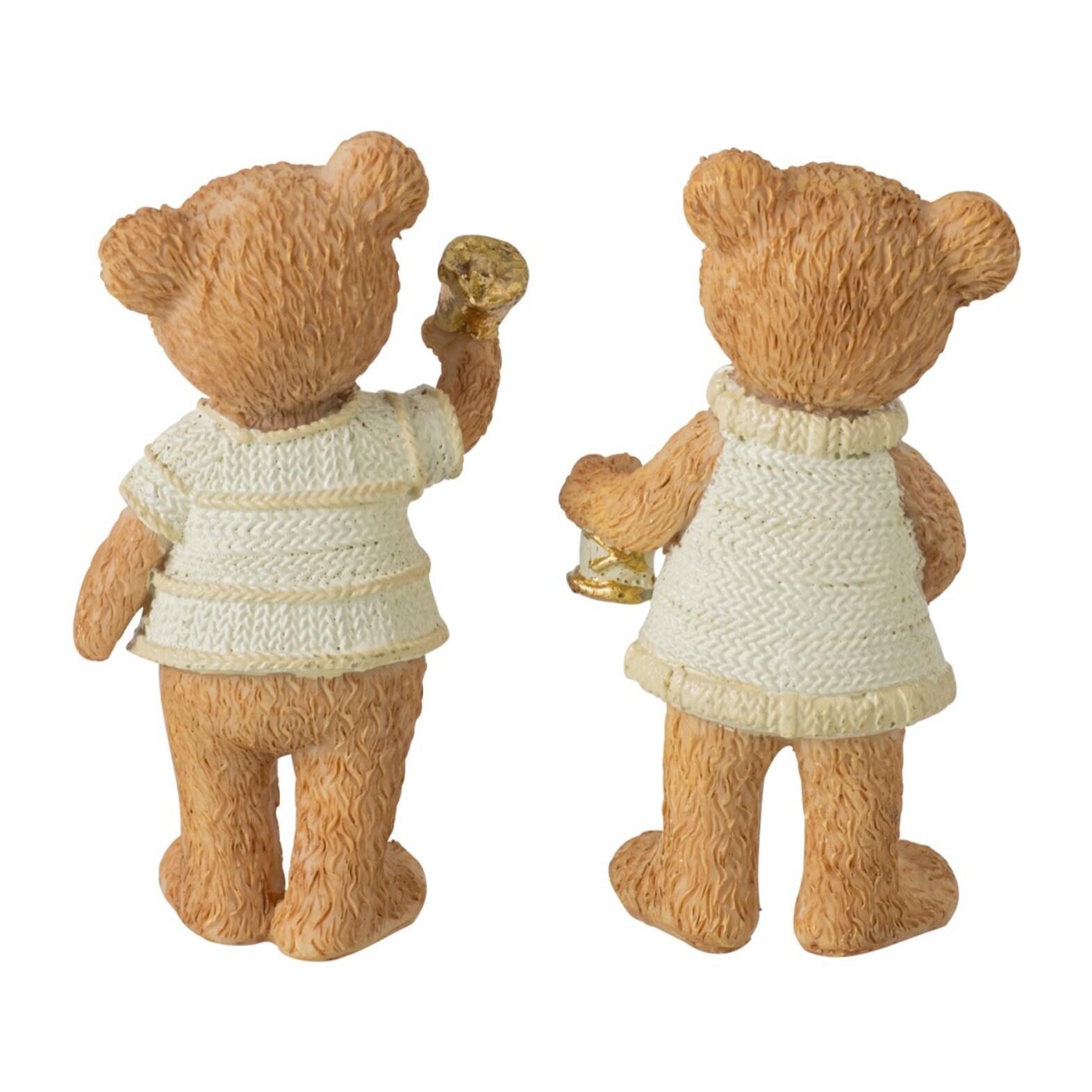 J-Line couple d’ours - polyrésine - camel - small - assortiment de 2