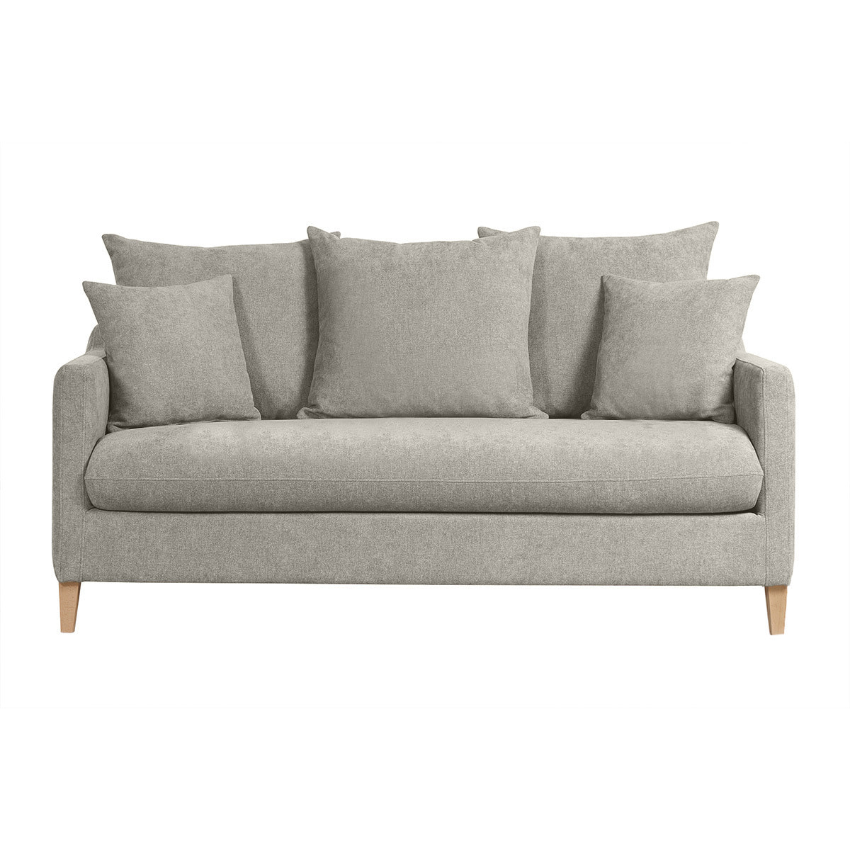 Canapé convertible scandinave 3 places en tissu effet velours gris et bois clair LOUISE