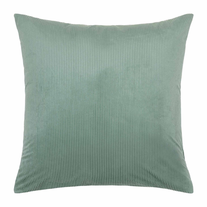 Parure de lit 3 pièces en velours côtelé uni housse + taies - Vert