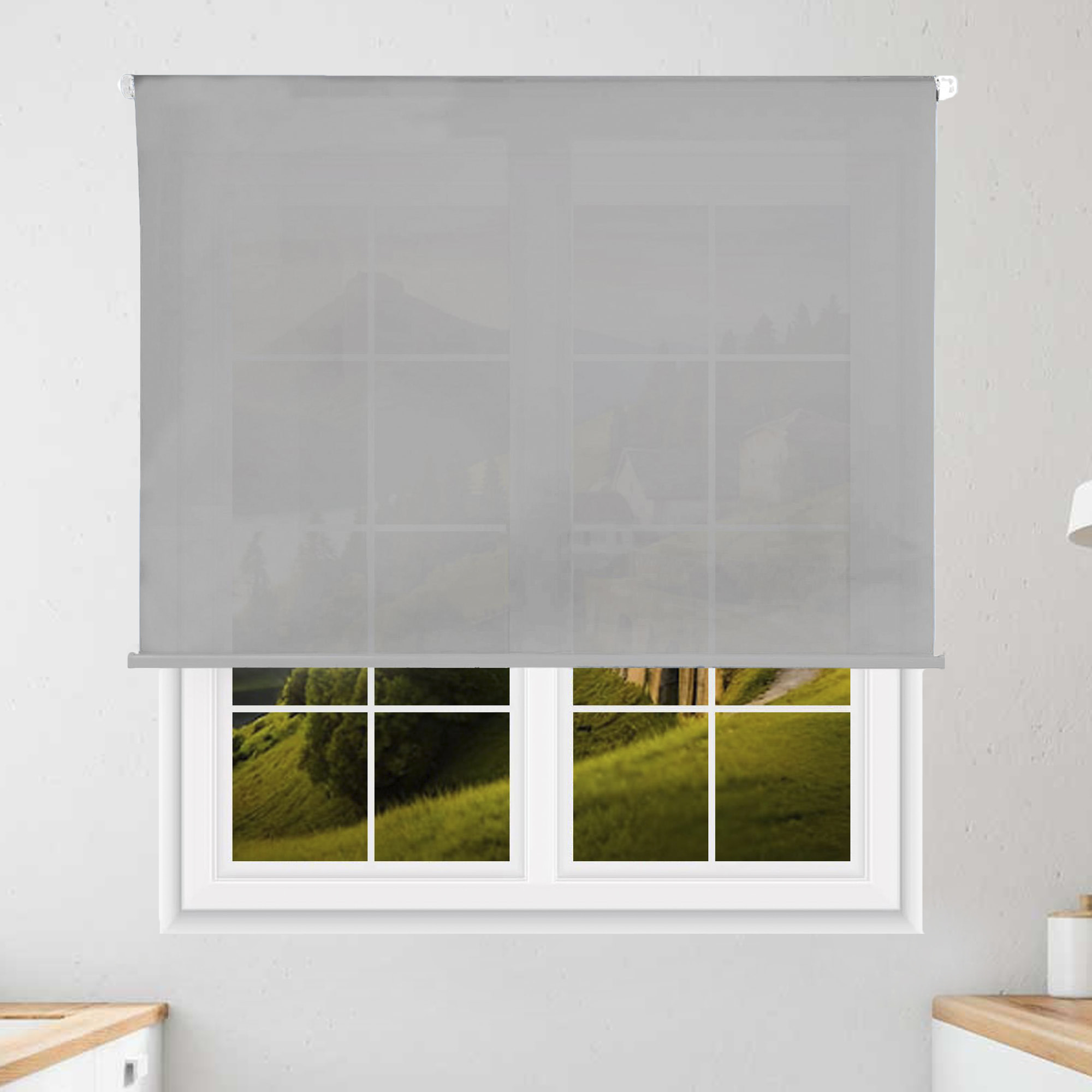 Well home estor enrollable translúcido liso - gris, 175 x 180cm (ancho x largo)/tamaño de la tela 172 x 175cm