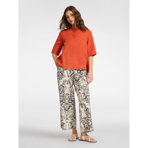 Elena Mirò - Camisa con cuello mao - Naranja sol