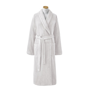 Peignoir de bain à capuche uni en coton, AQUA, Gris