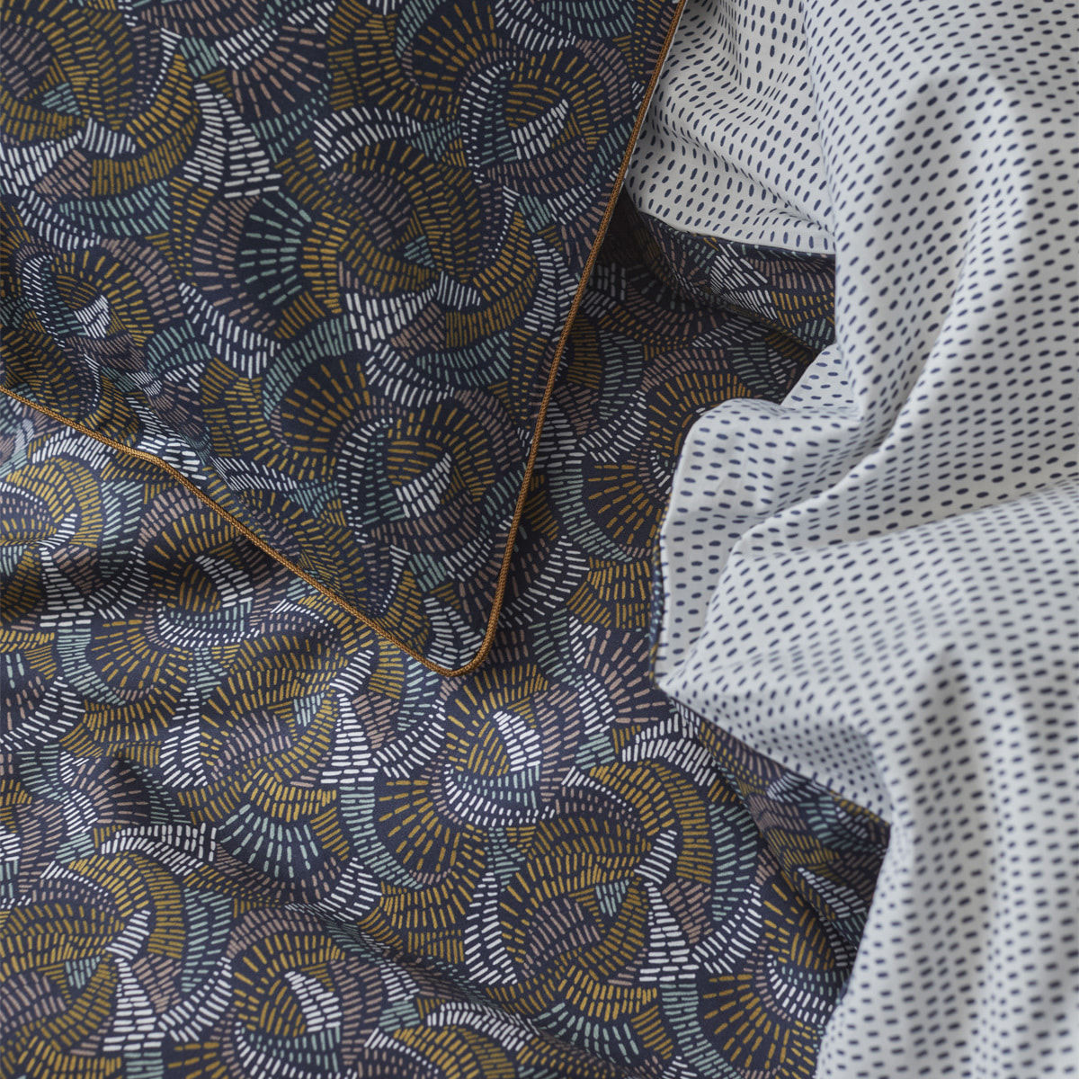 Parure de lit Housse de couette + Taie rectangle en percale de coton, TALISMAN, Bleu