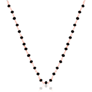 Cadena de Plata de Ley 925 con cuentas en circonita negra natural.