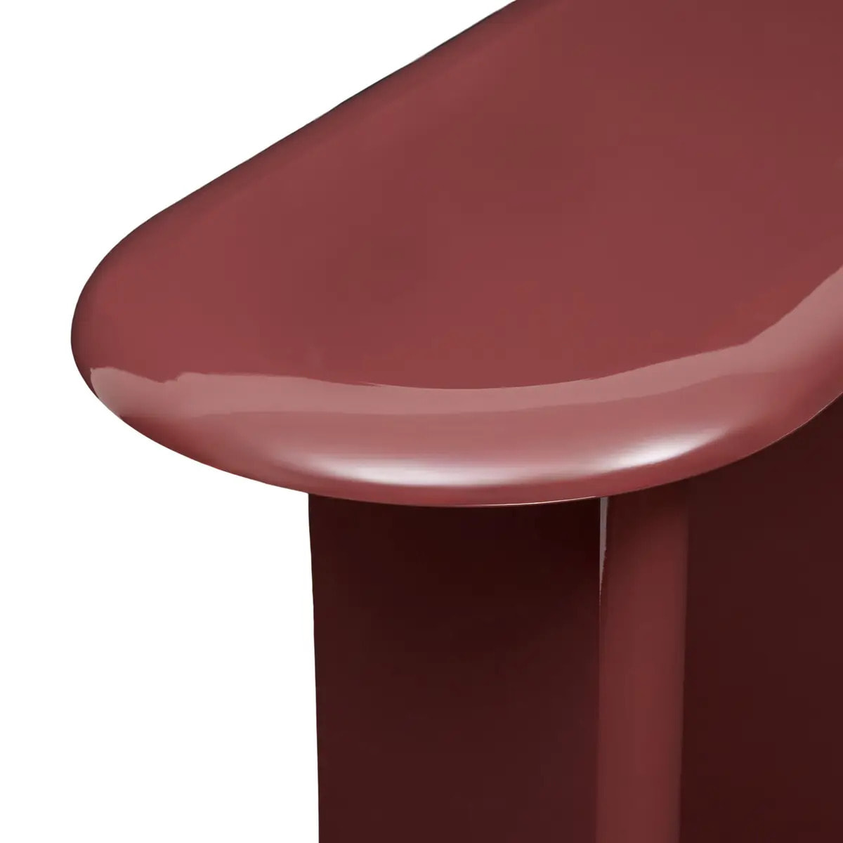 Console ovale Douglas 40x100cm bordeaux finition laquée brillante