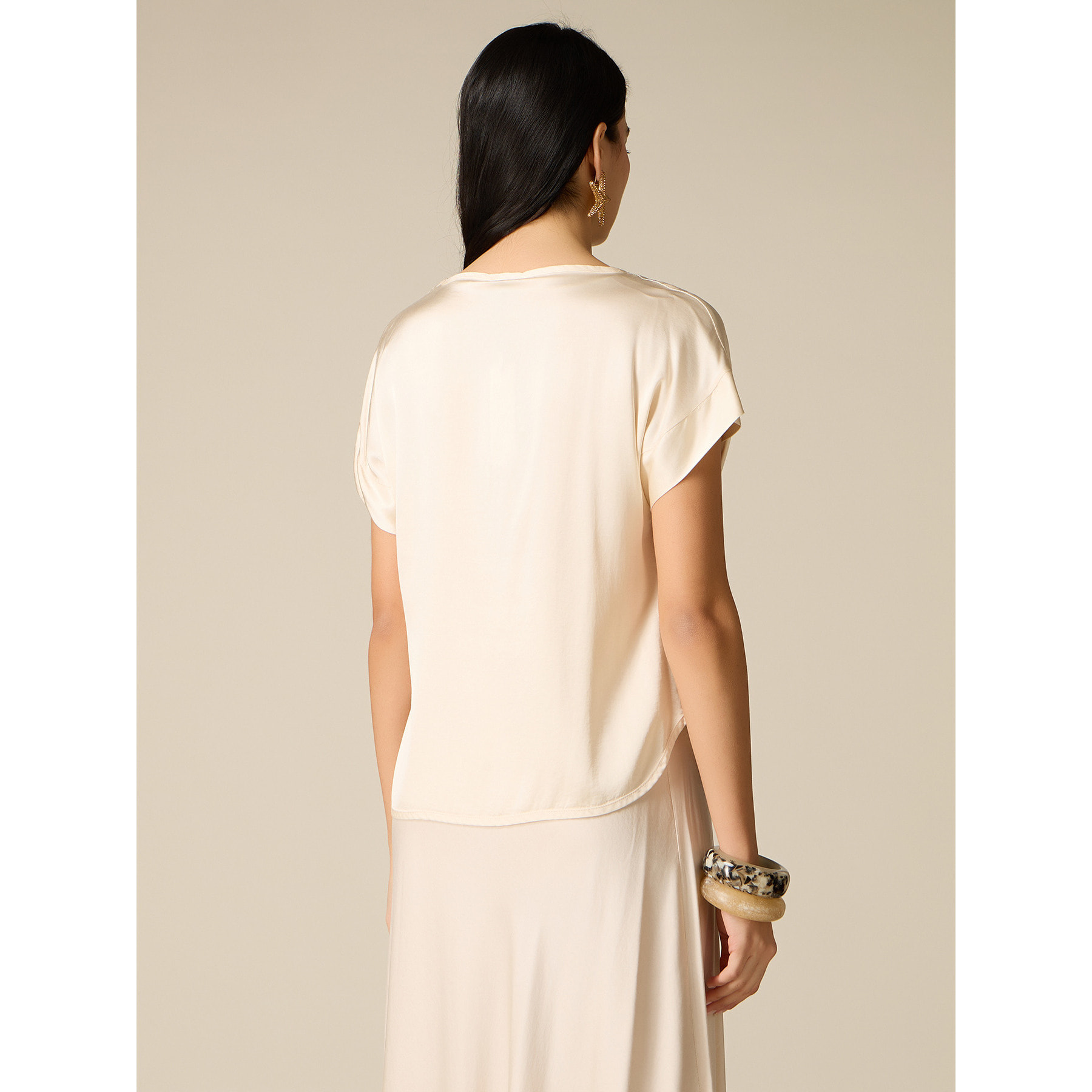Oltre - Blusa de satén de viscosa - Blanco