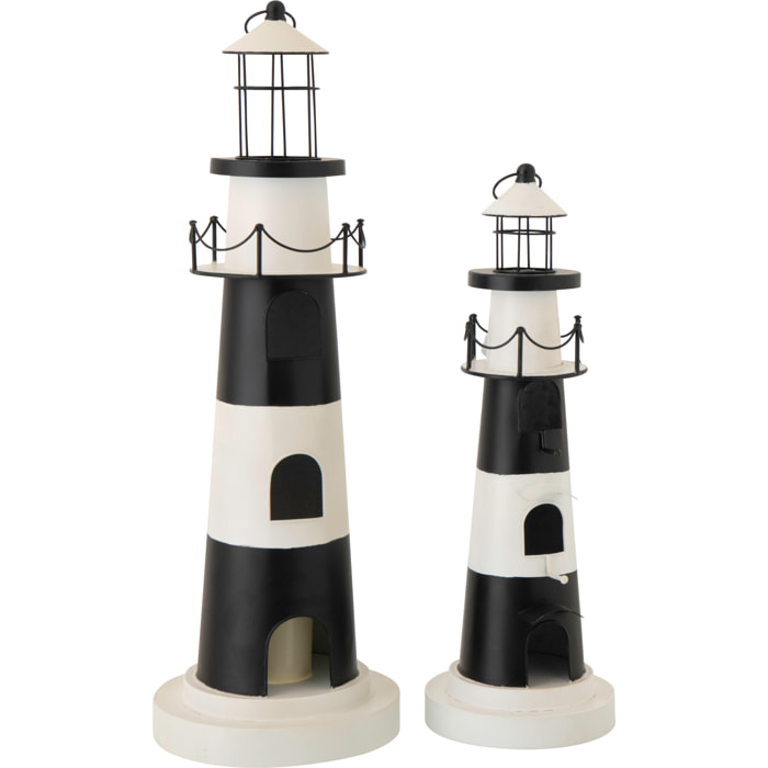 J-Line Phare avec Lumière - métal - noir/blanc