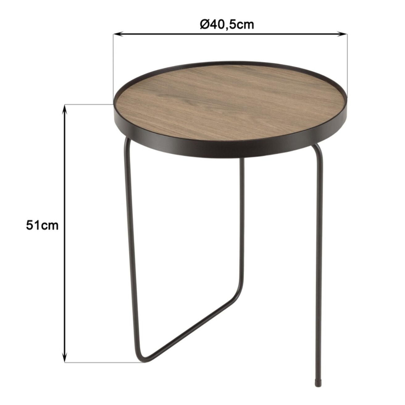 JULIA - Table d'appoint ronde 40x40cm mocha pieds asymétriques métal
