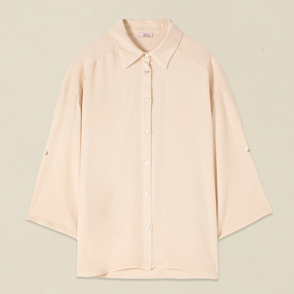 Oltre - Camisa fluida mezcla viscosa - Beige