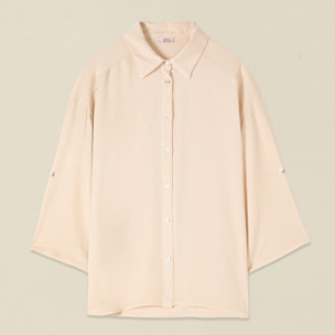 Oltre - Camisa fluida mezcla viscosa - Beige