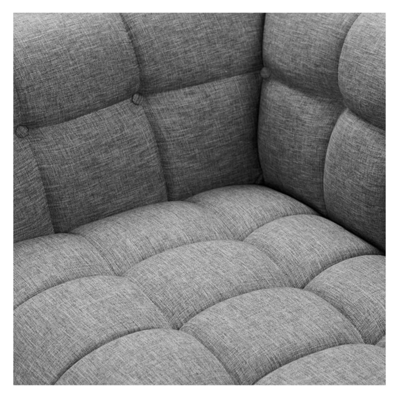 Canapé 3 places capitonné en tissu gris - Carmen