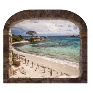Stickers muraux 3D | Sticker Mural Autocollant effet CORSICA - Stickers adhésifs 3D Chambre Salon Trompe l'oeil