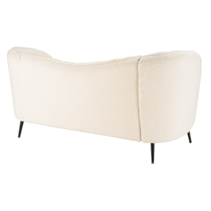 LEOPOLD - Canapé vague 2 places tissu bouclette écru pieds métal