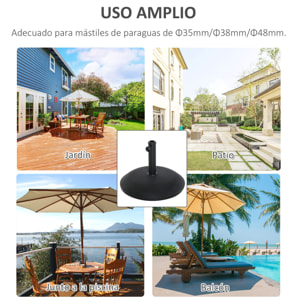 Base para Sombrilla Redonda, 25 kg, Soporte de Parasol de Cemento, con Perilla, Pie para Sombrilla con Postes Ø35 mm, Ø38 mm, Ø48 mm, Fácil de Montaje, para Jardín, Patio, Terraza, Negro