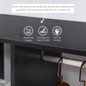 Armario Ropero con Ruedas Armario para Ropa con Barra Estantes Abiertos Organizador para Colgar Ropa de Dormitorio 80x40x128 cm Negro