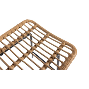 Tabourets de bar Cuba style rotin avec coussin - lot de 2