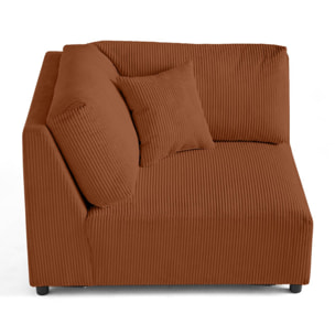 Garance - module d'assise d'angle réversible - en velours côtelé - Terracotta