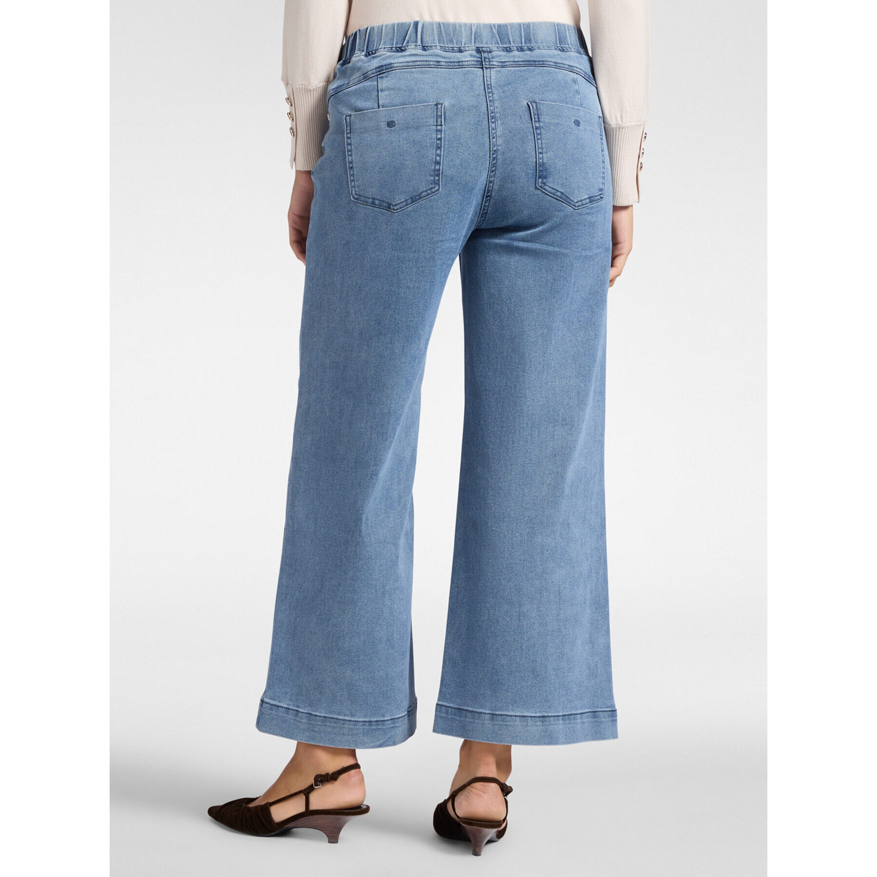 Elena Mirò - Jeans pull on con gamba larga - Azzurro