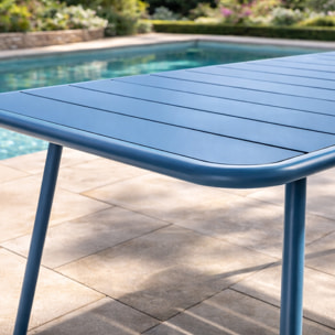 EVORA Table de jardin 4 à 6 places 120cm bleu