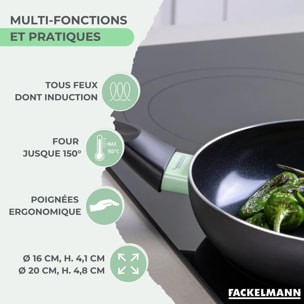Ensemble de 2 poêles de 16 et 20 cm et 6 ustensiles Fackelmann Brandao